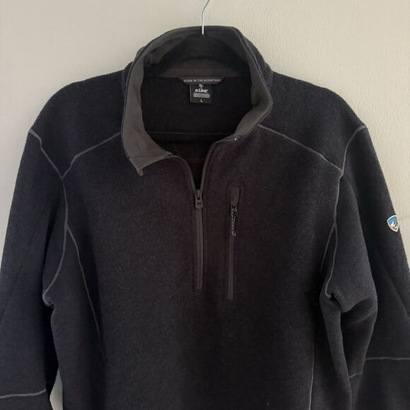 Kuhl Men’s L Sweatshirt 1/4 Zip Dark Gray/Black Pullover Fleece Top - Picture 2 of 8